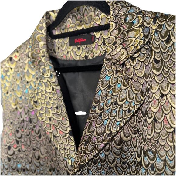 Vatpave XXL Vest Iridescent Scale Button Point Gold Black Steampunk Victorian - Picture 3 of 5